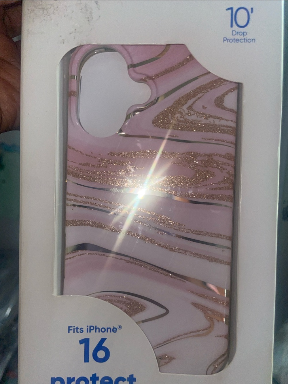 Pink & Gold Marble iPhone 16 Case